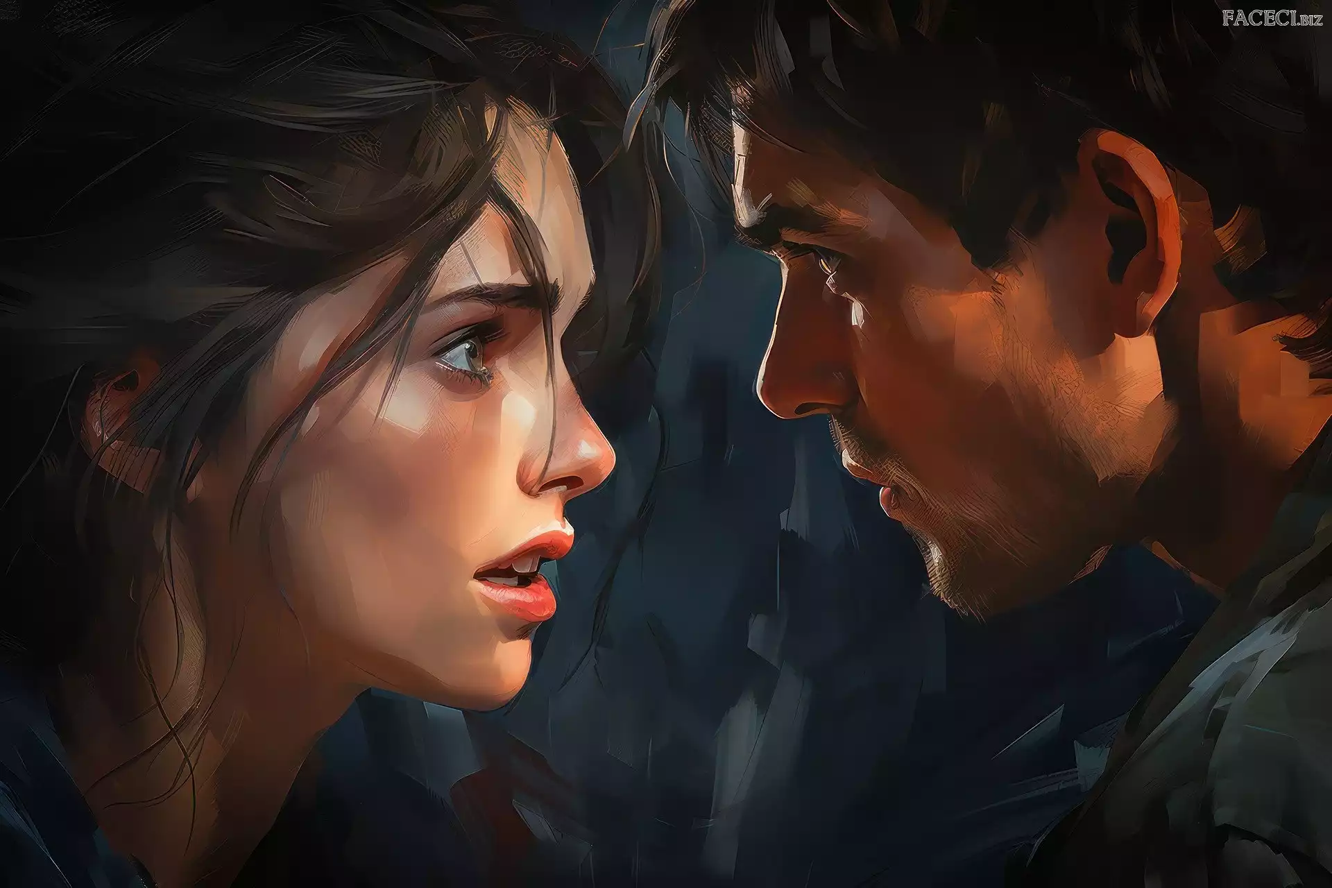 Kobieta, Mężczyzna, Grafika, Rozmowa